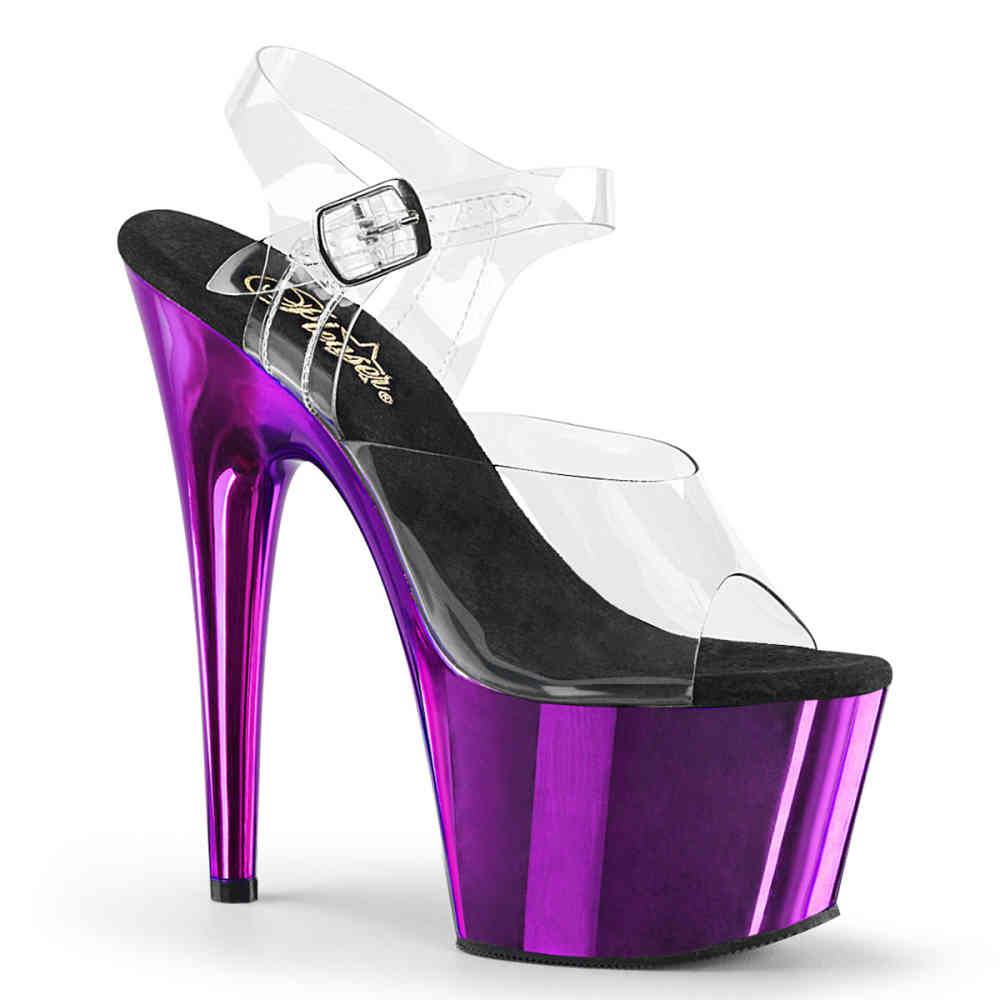Pleaser - ADORE708 Sandale à bride à la cheville, Pole dance chaussures - Chaussures de pole dance - Noir/Violet Product image